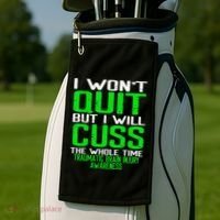 Green Ribbon Cuss Quit Back Surgery Traumatic Brain Injury Golf Towel thumb 2