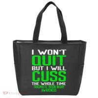 Green Ribbon Cuss Quit Back Surgery Traumatic Brain Injury Tote Bag thumb 0