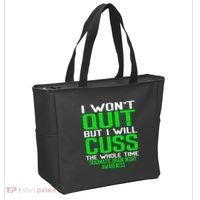 Green Ribbon Cuss Quit Back Surgery Traumatic Brain Injury Tote Bag thumb 2