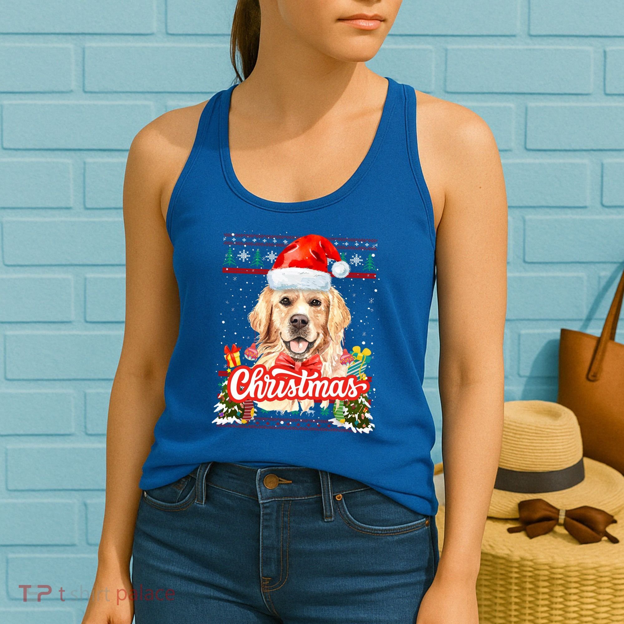 Golden Retriever Christmas Jumper Costume Idea Gift Women's Tank Top