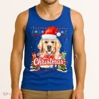 Golden Retriever Christmas Jumper Costume Idea Gift Tank Top thumb 3