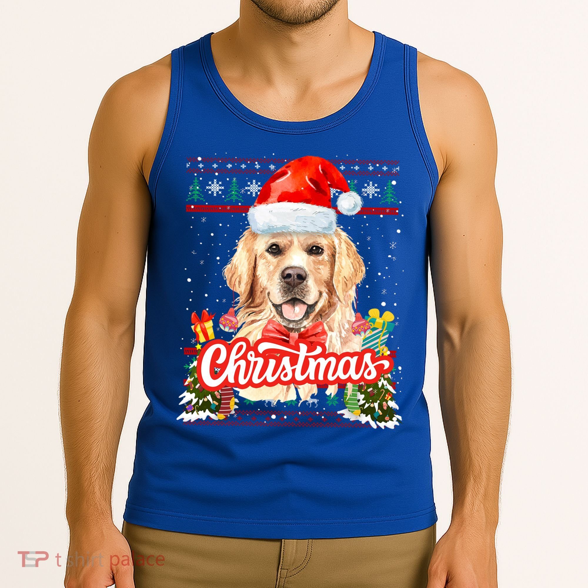 Golden Retriever Christmas Jumper Costume Idea Gift Tank Top
