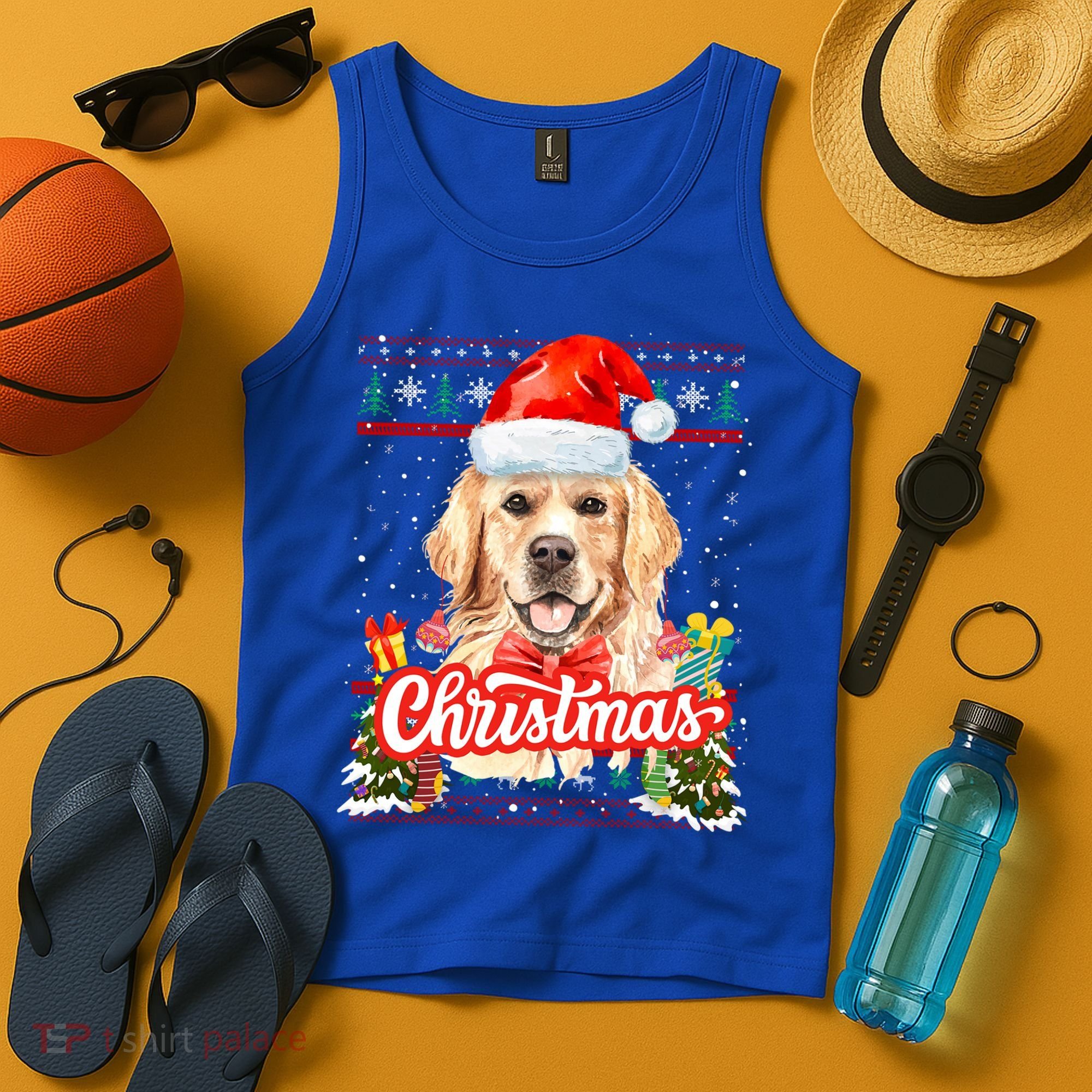 Golden Retriever Christmas Jumper Costume Idea Gift Tank Top