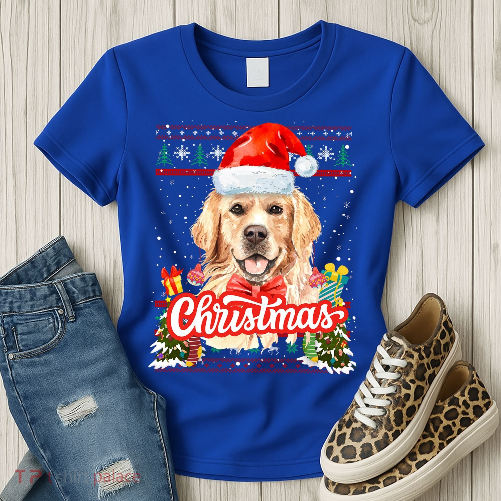 Golden Retriever Christmas Jumper Costume Idea Gift Women's T-Shirt