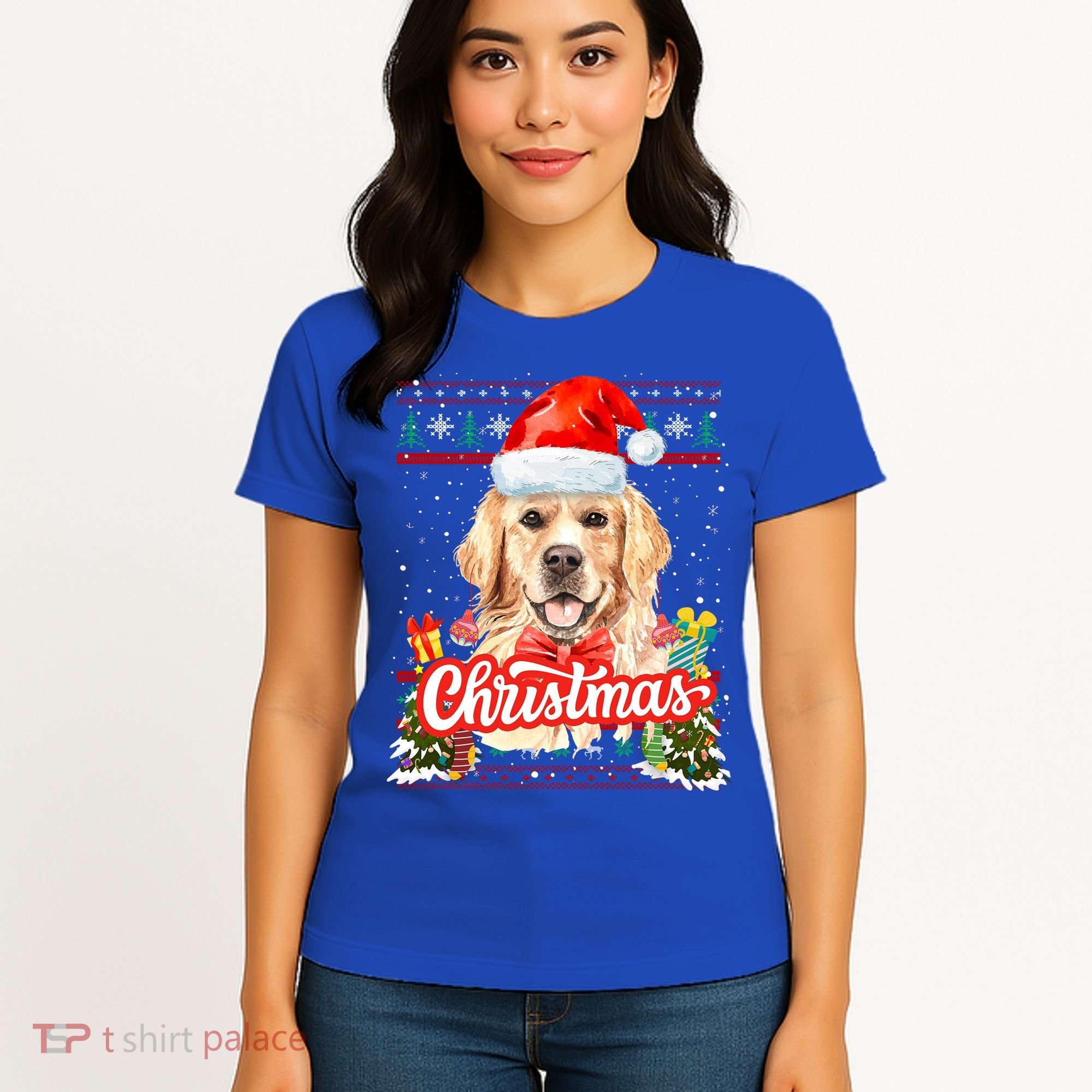 Golden Retriever Christmas Jumper Costume Idea Gift Women's T-Shirt