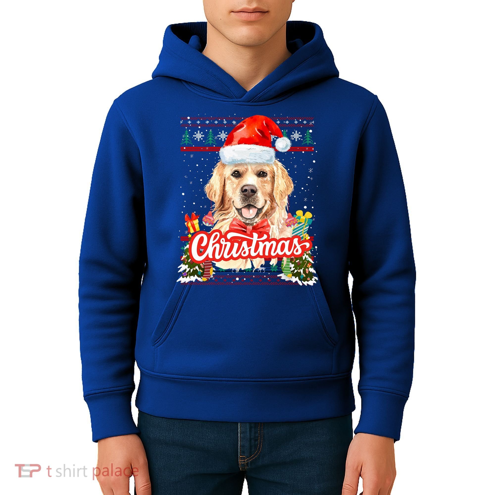 Golden Retriever Christmas Jumper Costume Idea Gift Kids Hoodie