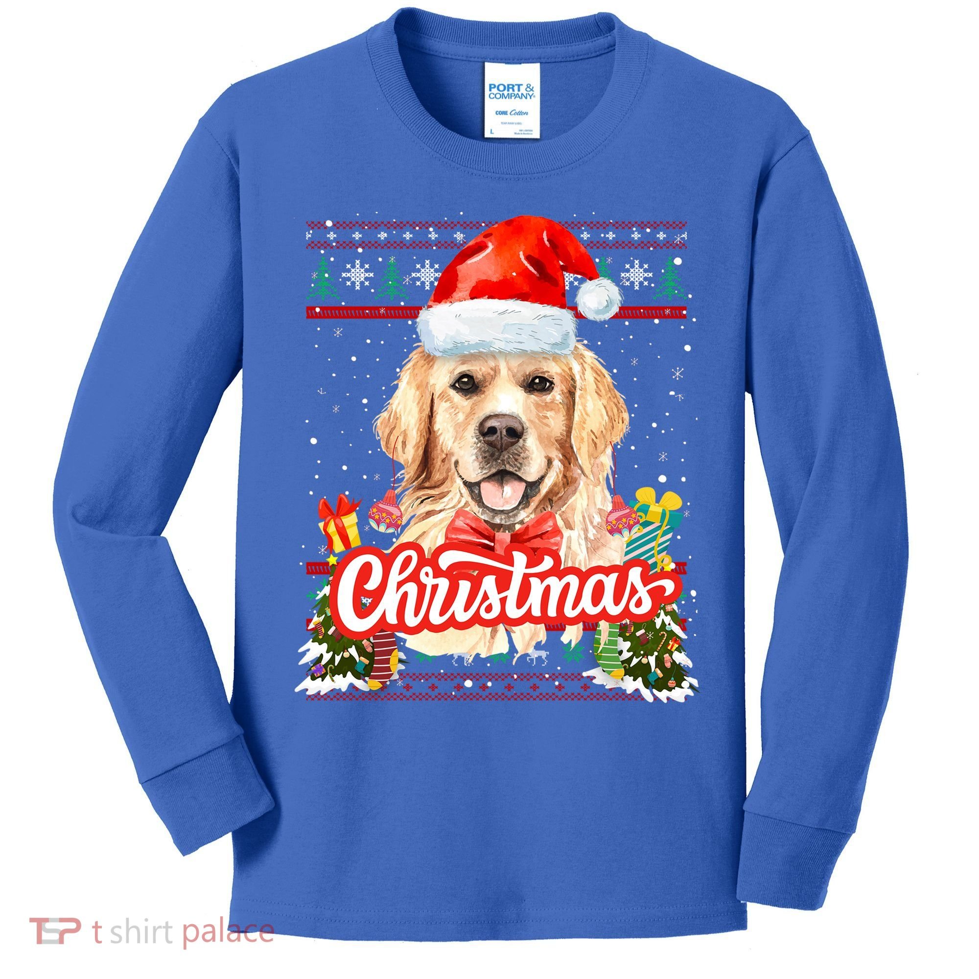 Golden Retriever Christmas Jumper Costume Idea Gift Kids Long Sleeve Shirt