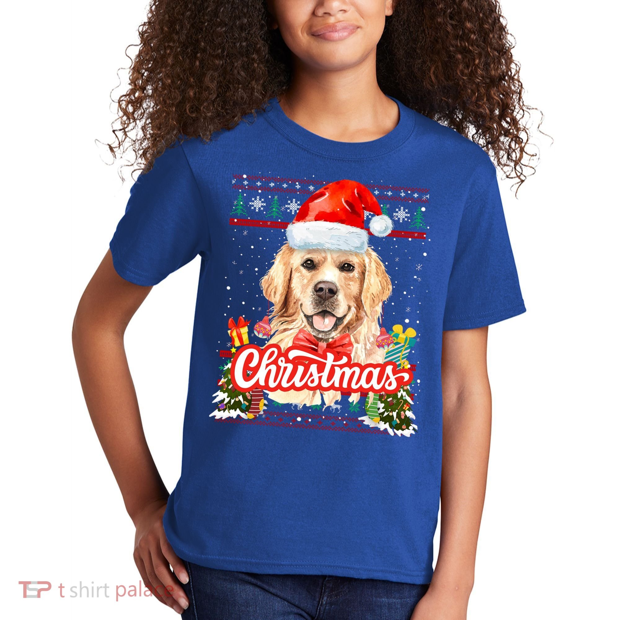 Golden Retriever Christmas Jumper Costume Idea Gift Kids T-Shirt