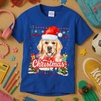 Golden Retriever Christmas Jumper Costume Idea Gift Kids T-Shirt thumb 3