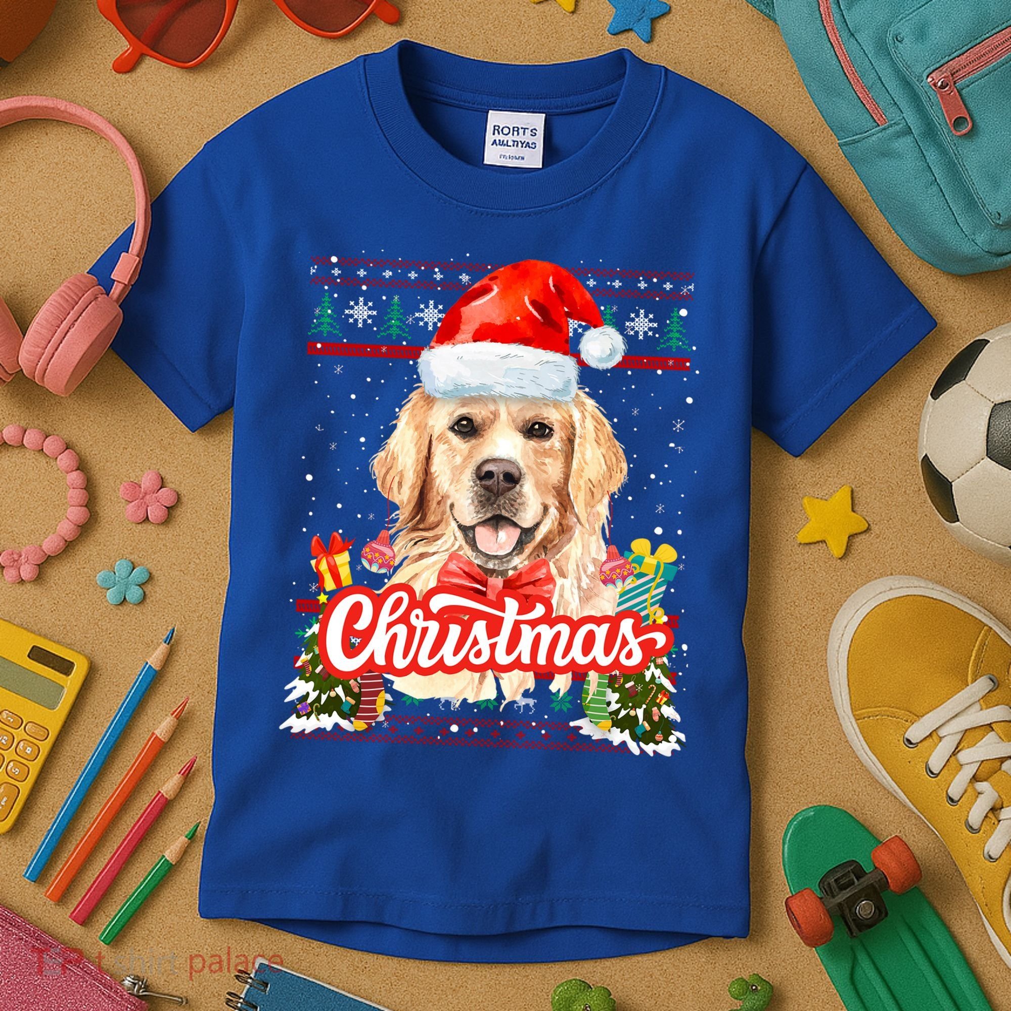 Golden Retriever Christmas Jumper Costume Idea Gift Kids T-Shirt