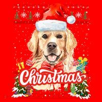 Golden Retriever Christmas Jumper Costume Idea Gift Santa Hat thumb 1