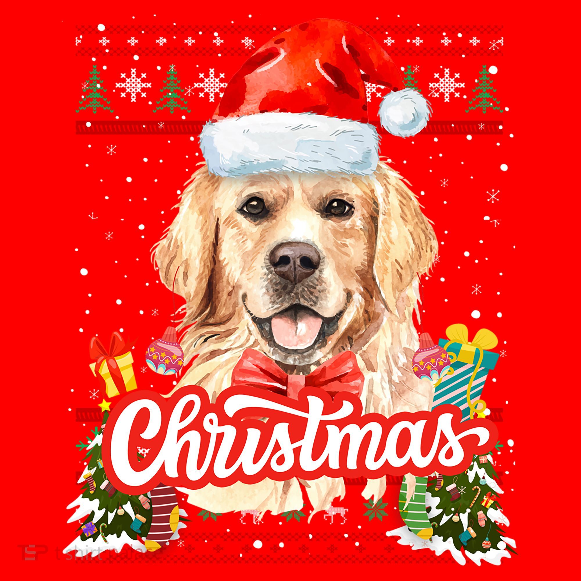 Golden Retriever Christmas Jumper Costume Idea Gift Santa Hat