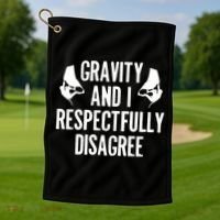 Gravity Rock Climbing Bouldering Climber Climb Mountain Funny Gift Golf Towel thumb 1