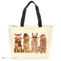 Golden Retriever Christmas Dogs Lights Tote Bag thumb 0