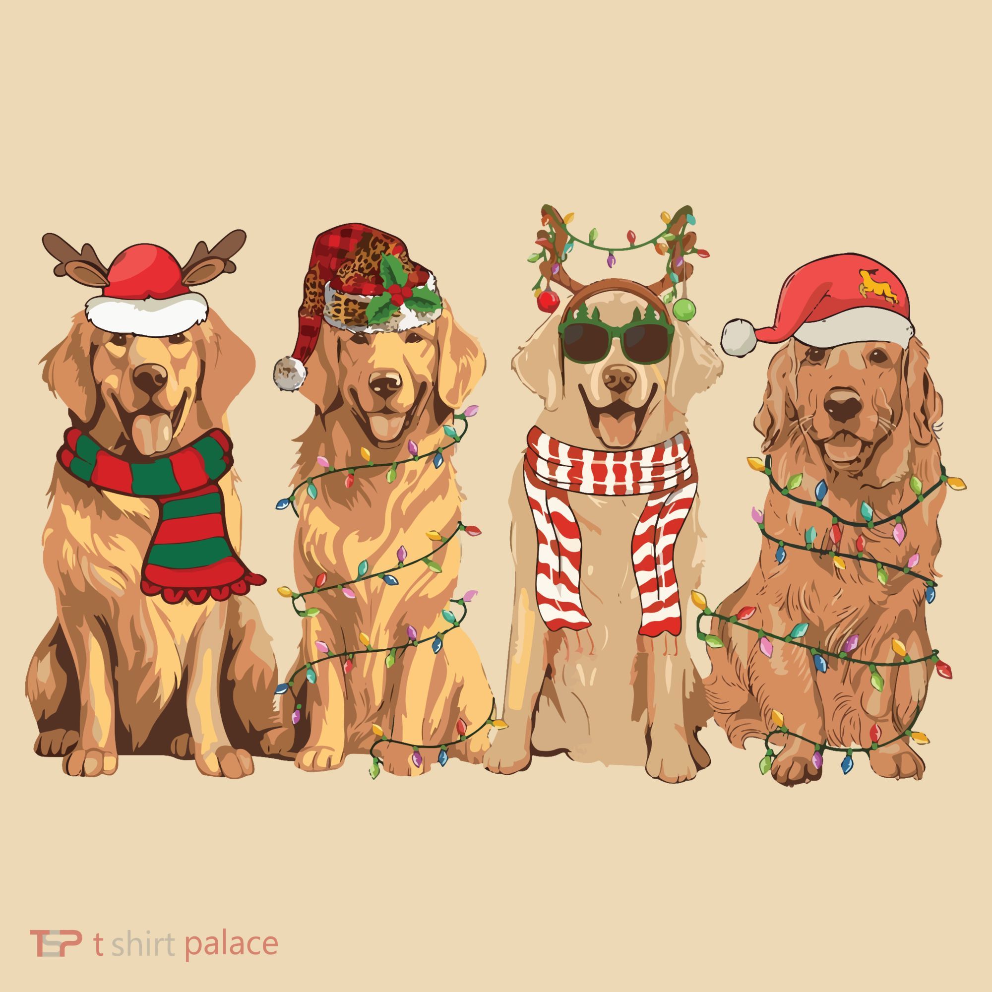 Golden Retriever Christmas Dogs Lights Tote Bag