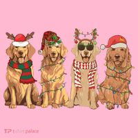 Golden Retriever Christmas Dogs Lights Coaster thumb 2