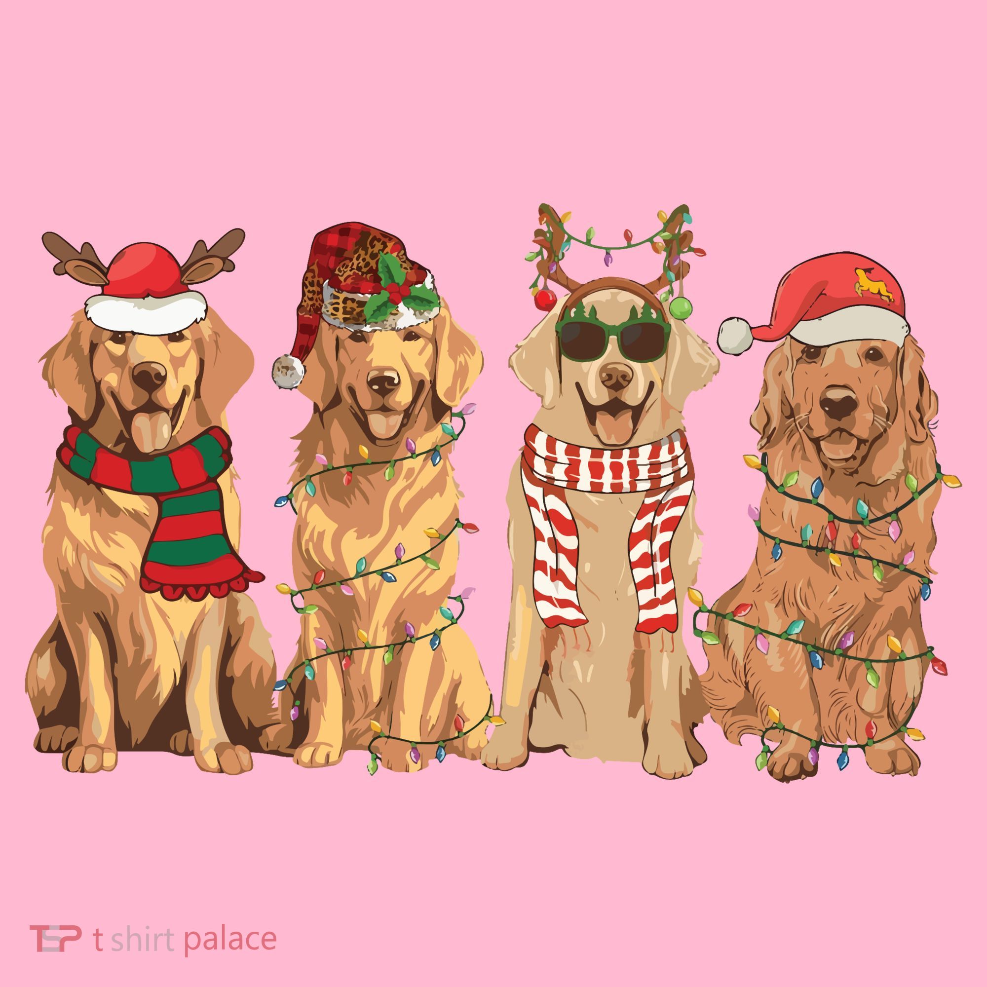 Golden Retriever Christmas Dogs Lights Coaster