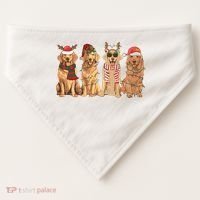 Golden Retriever Christmas Dogs Lights USA-Made Doggie Bandana thumb 0