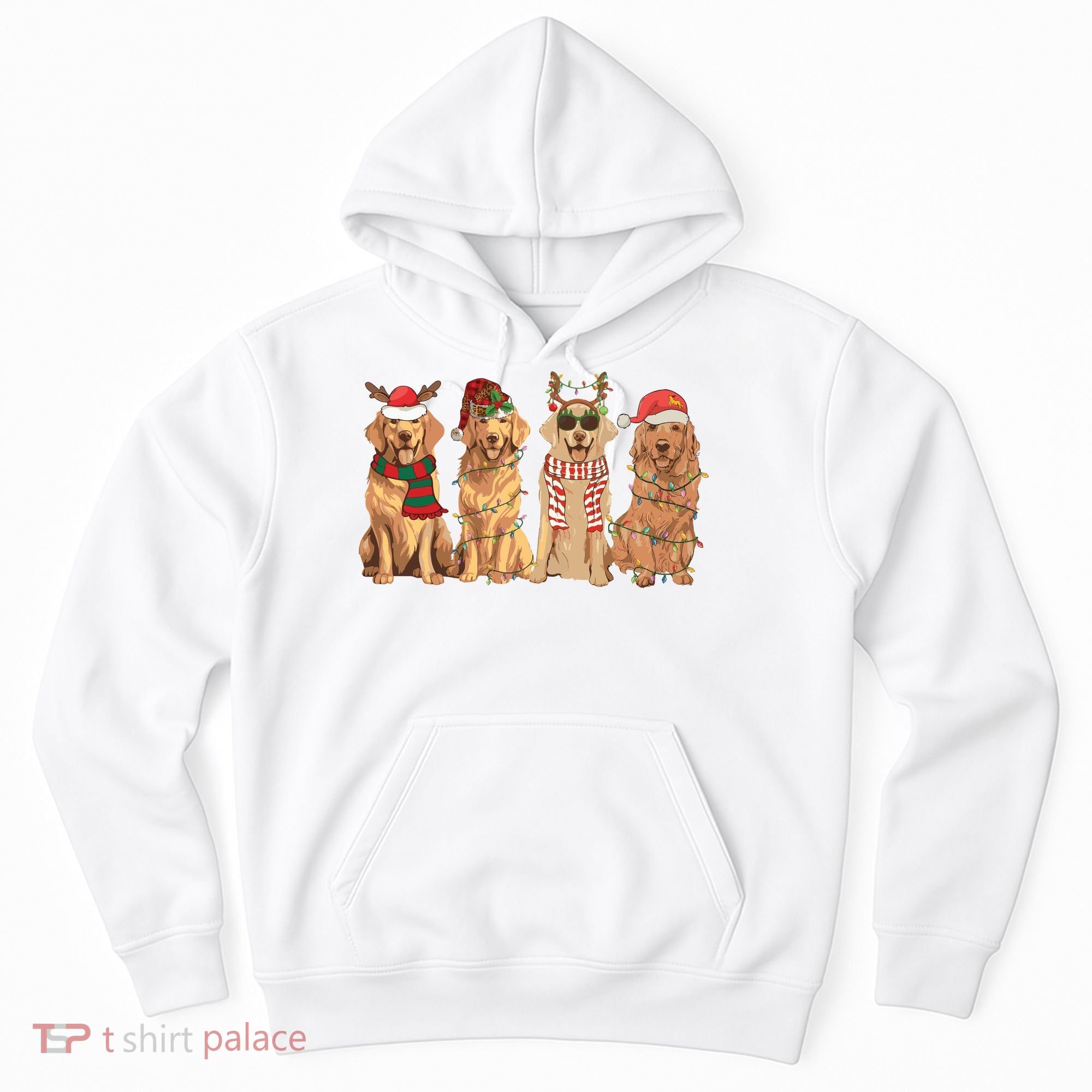 Golden Retriever Christmas Dogs Lights Hoodie