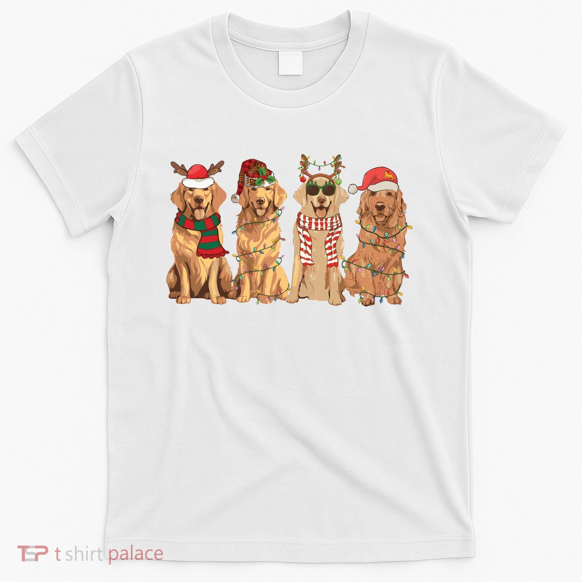 Golden Retriever Christmas Dogs Lights T-Shirt
