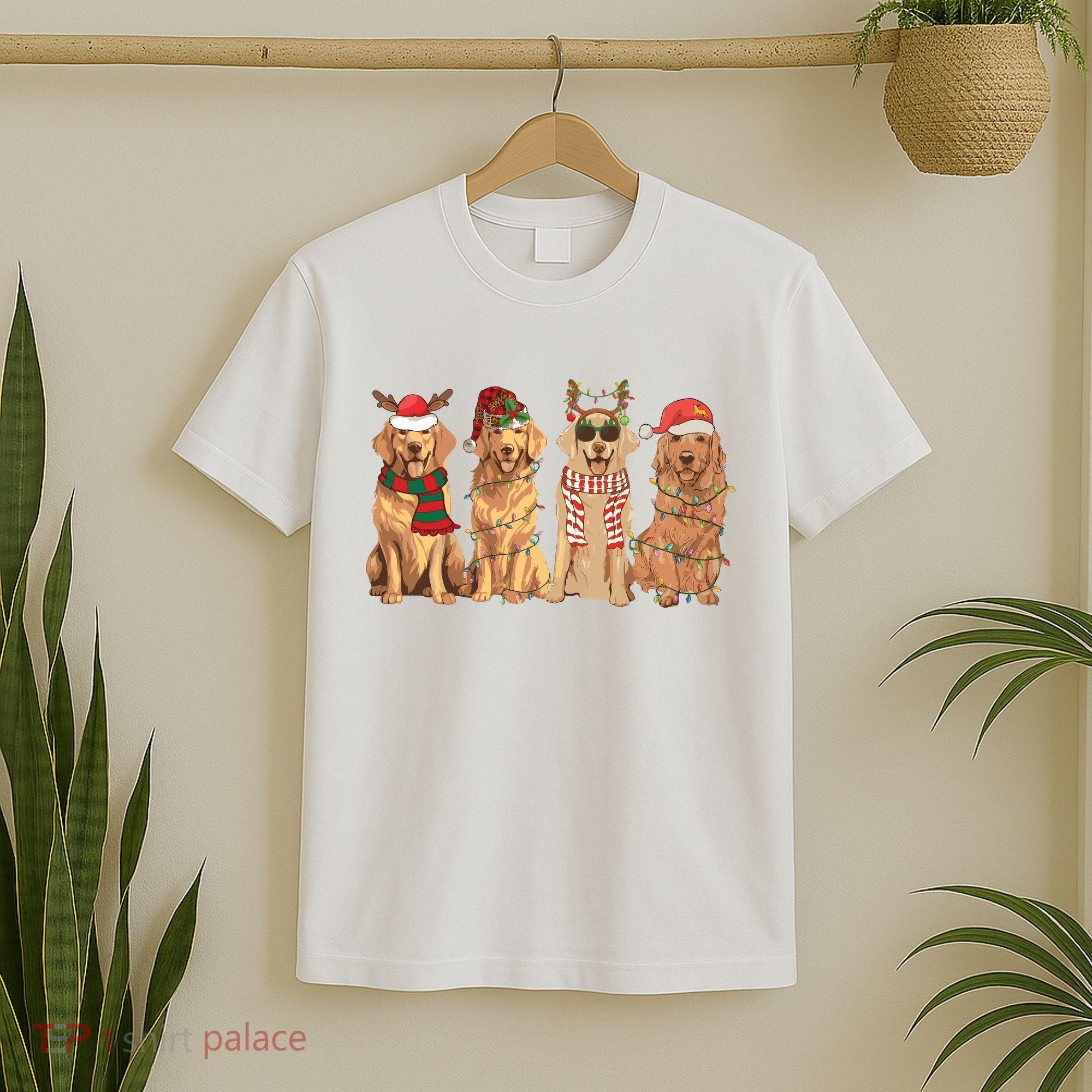 Golden Retriever Christmas Dogs Lights T-Shirt