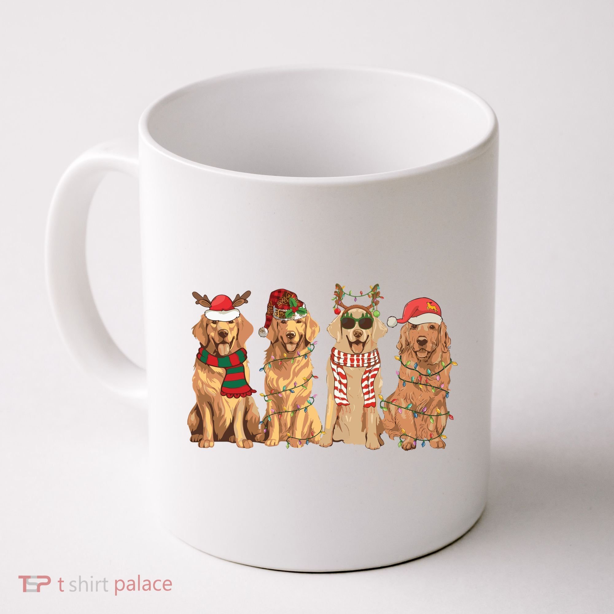 Golden Retriever Christmas Dogs Lights Coffee Mug