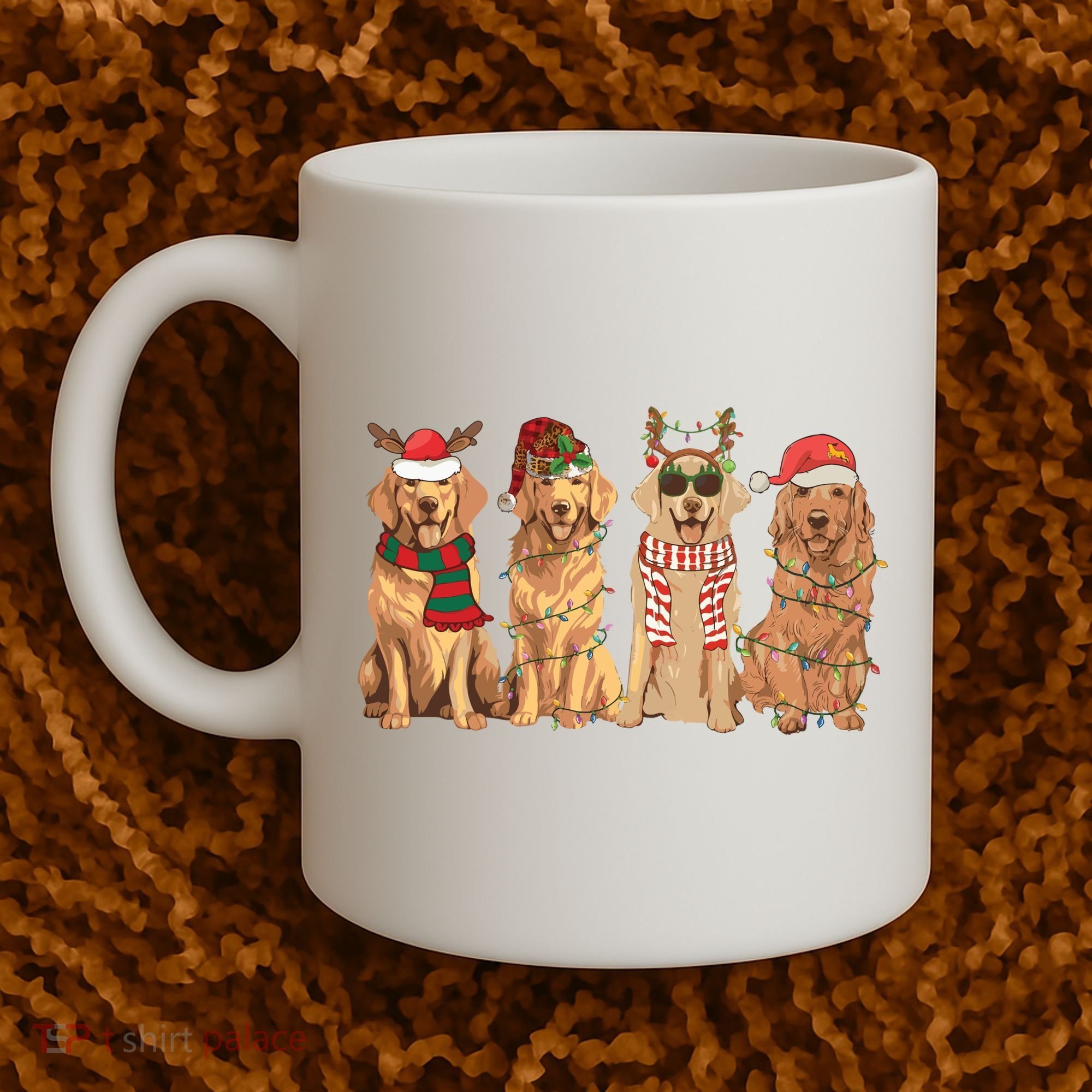 Golden Retriever Christmas Dogs Lights Coffee Mug