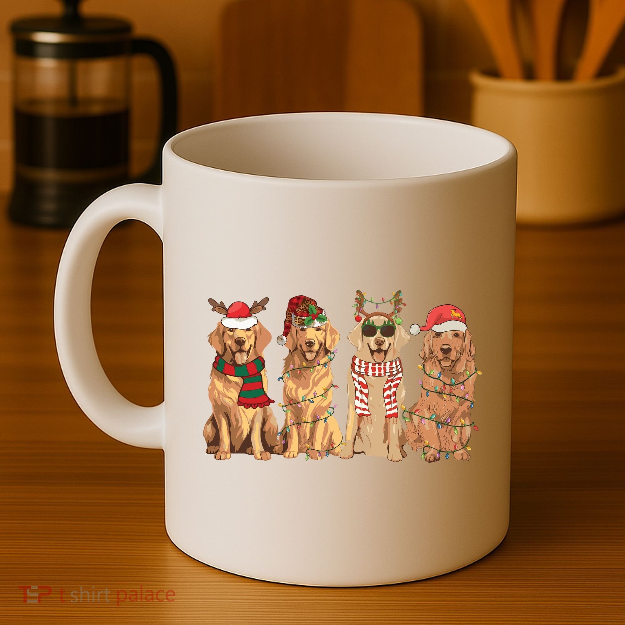 Golden Retriever Christmas Dogs Lights Coffee Mug