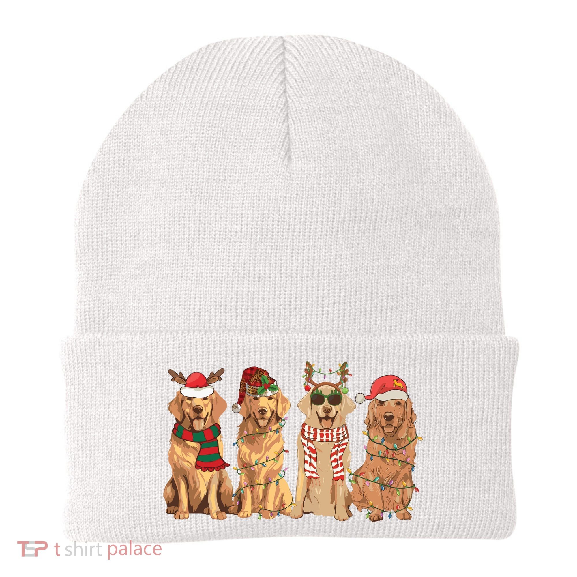 Golden Retriever Christmas Dogs Lights Beanie