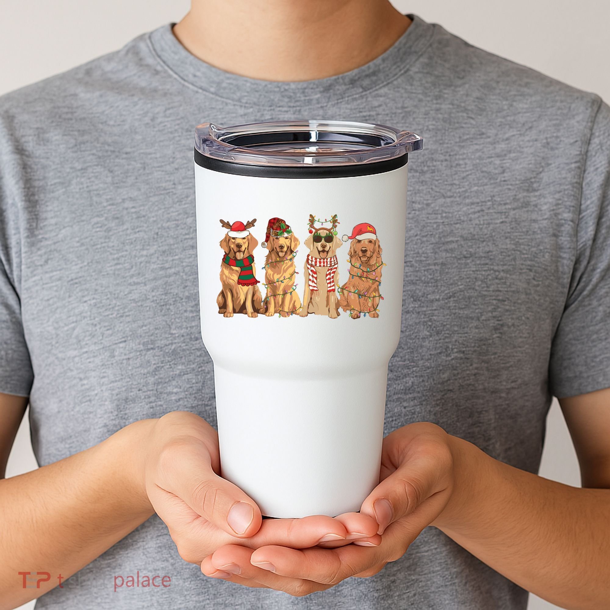 Golden Retriever Christmas Dogs Lights Tumbler