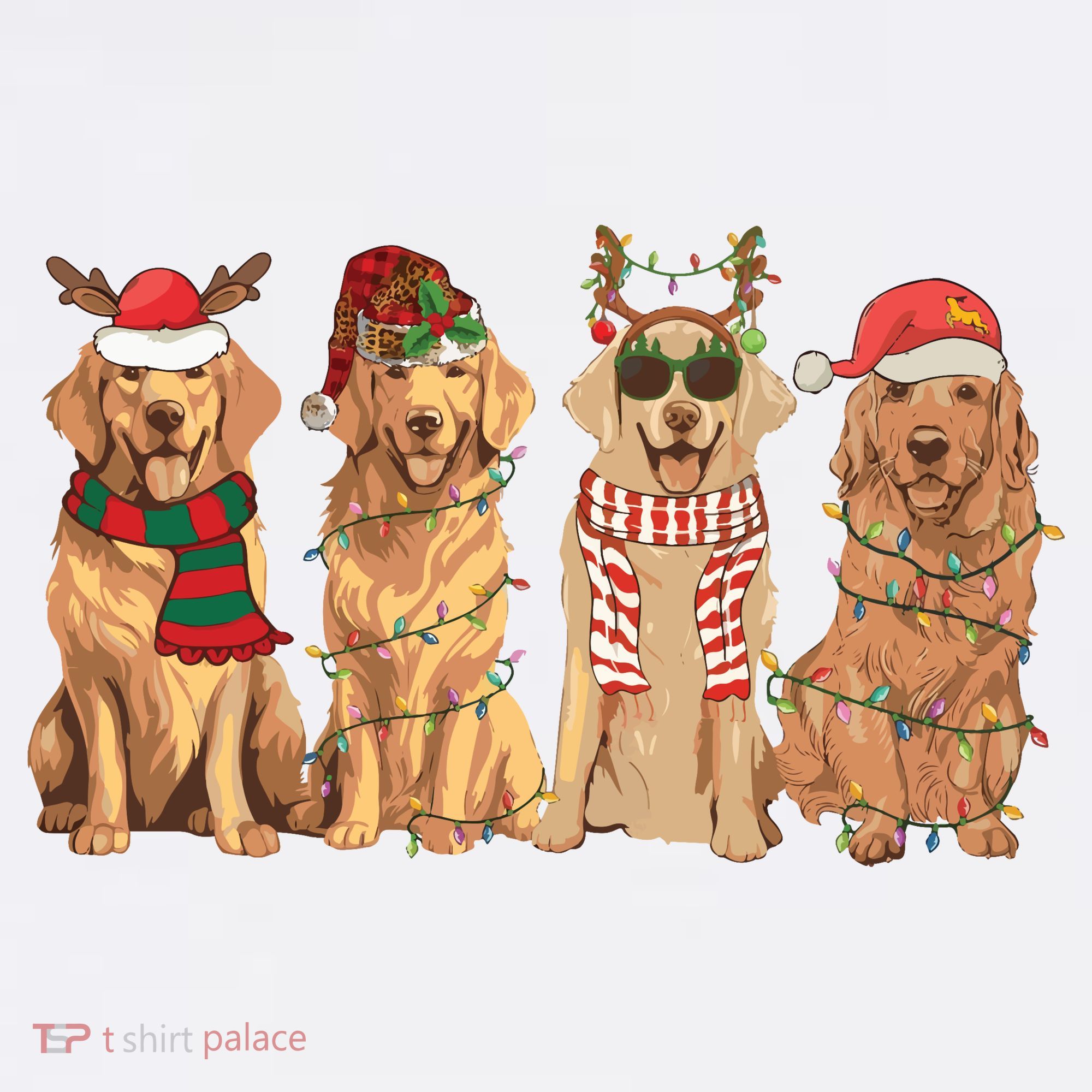 Golden Retriever Christmas Dogs Lights Mousepad