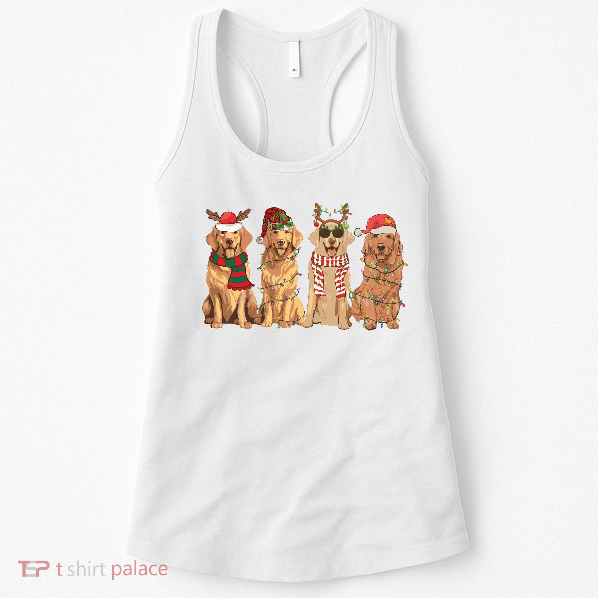 Golden Retriever Christmas Dogs Lights Women's Tank Top