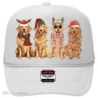 Golden Retriever Christmas Dogs Lights Hat thumb 0