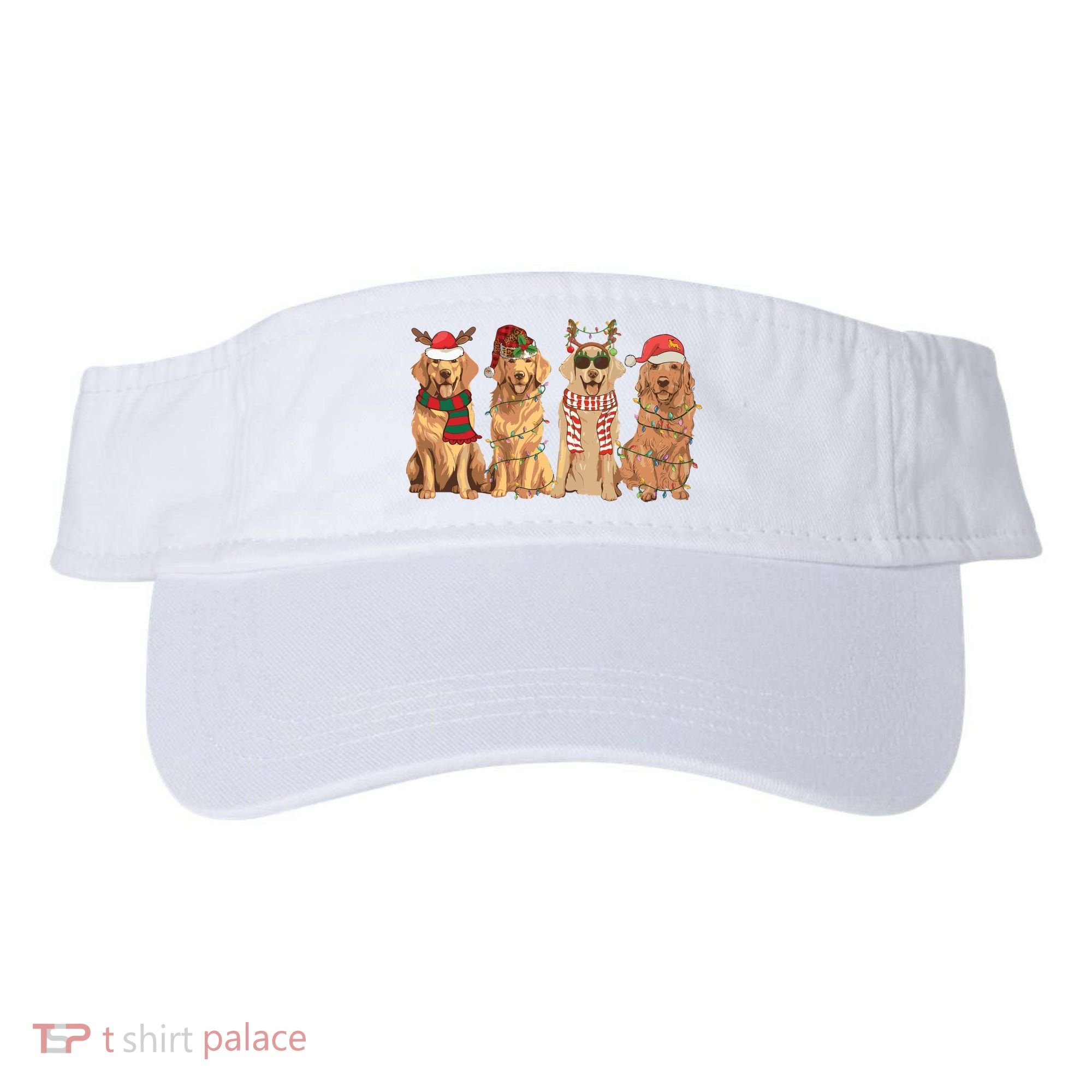 Golden Retriever Christmas Dogs Lights Visor