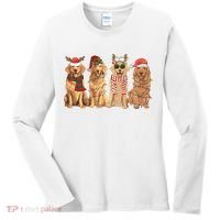 Golden Retriever Christmas Dogs Lights Women's Long Sleeve Shirt thumb 0