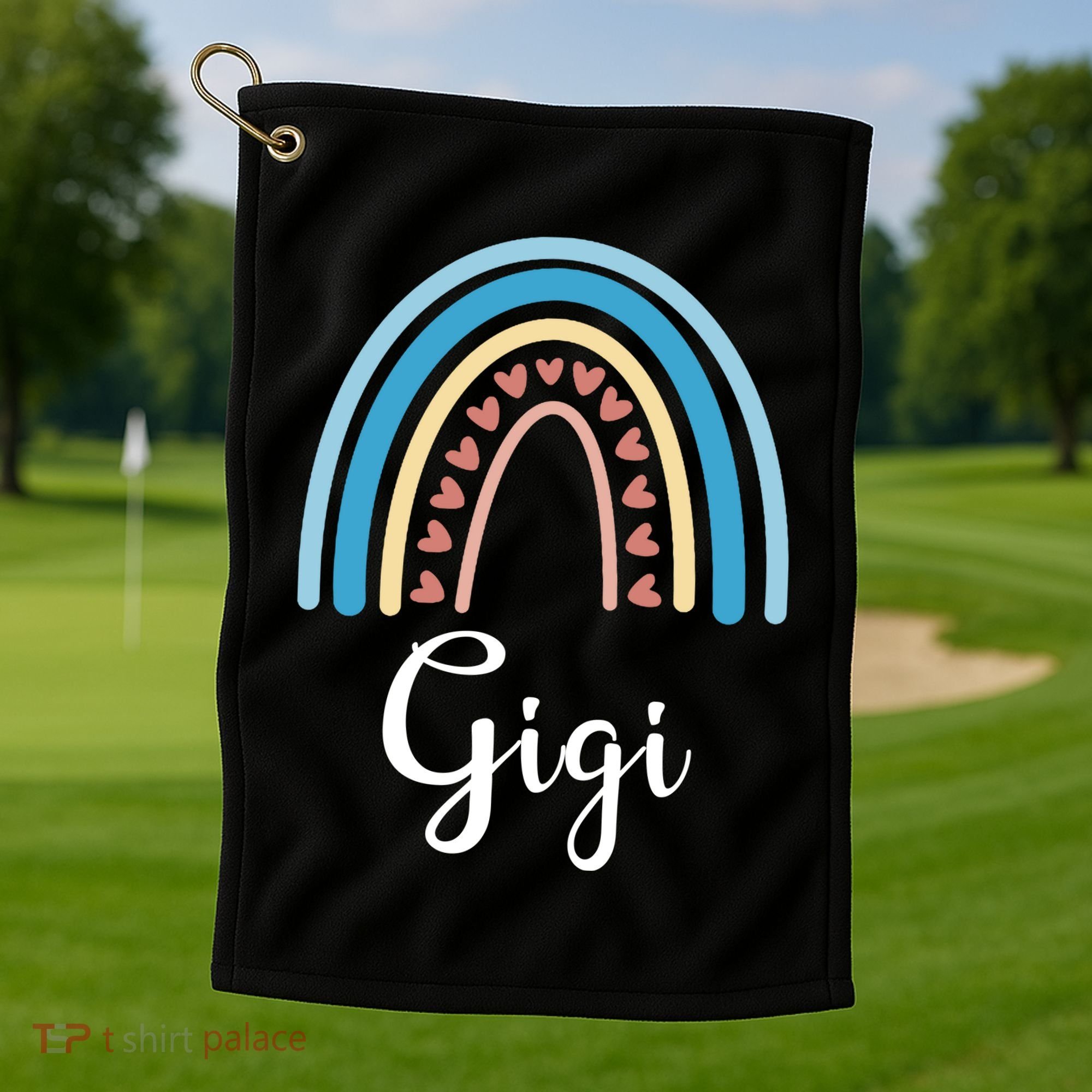 Gigi Rainbow Cute Gift For Grandma Golf Towel