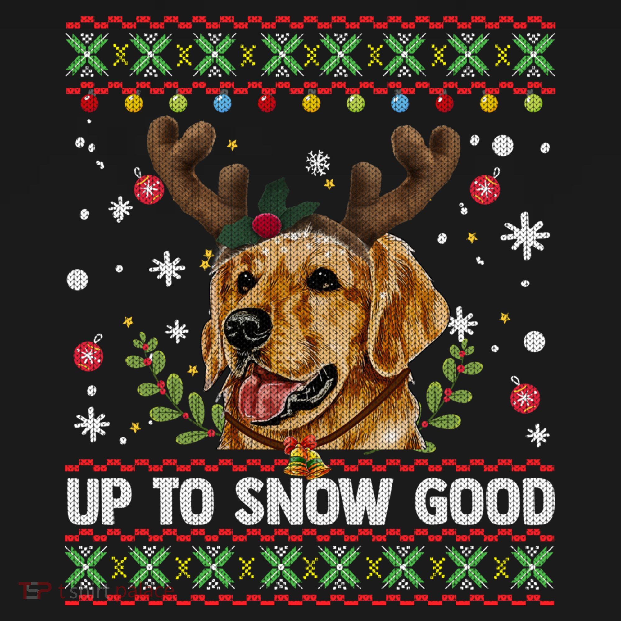 Golden Retriever Dog Reindeer Christmas Gift Ugly Sweater Gift USA-Made Doggie Bandana