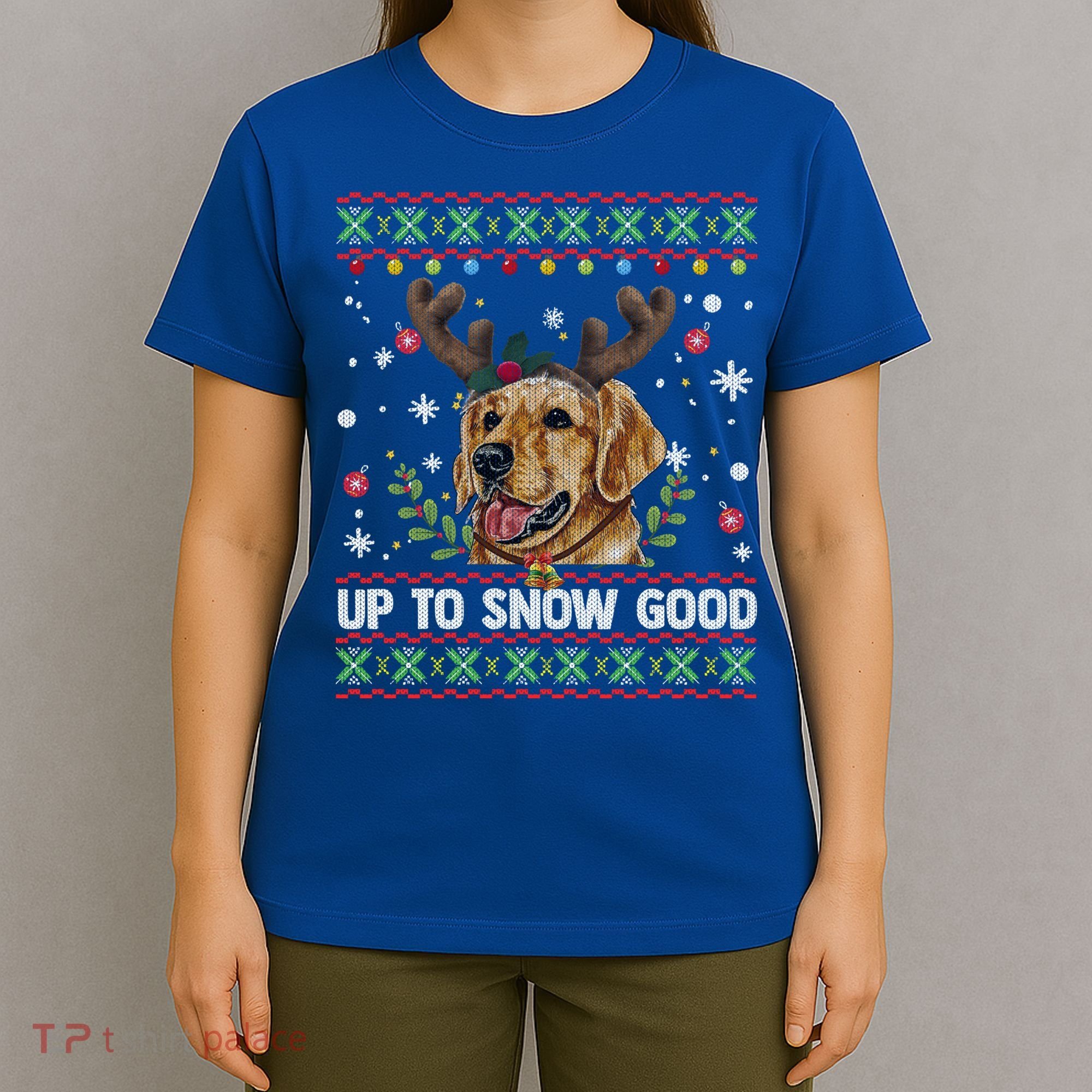 Golden Retriever Dog Reindeer Christmas Gift Ugly Sweater Gift T-Shirt