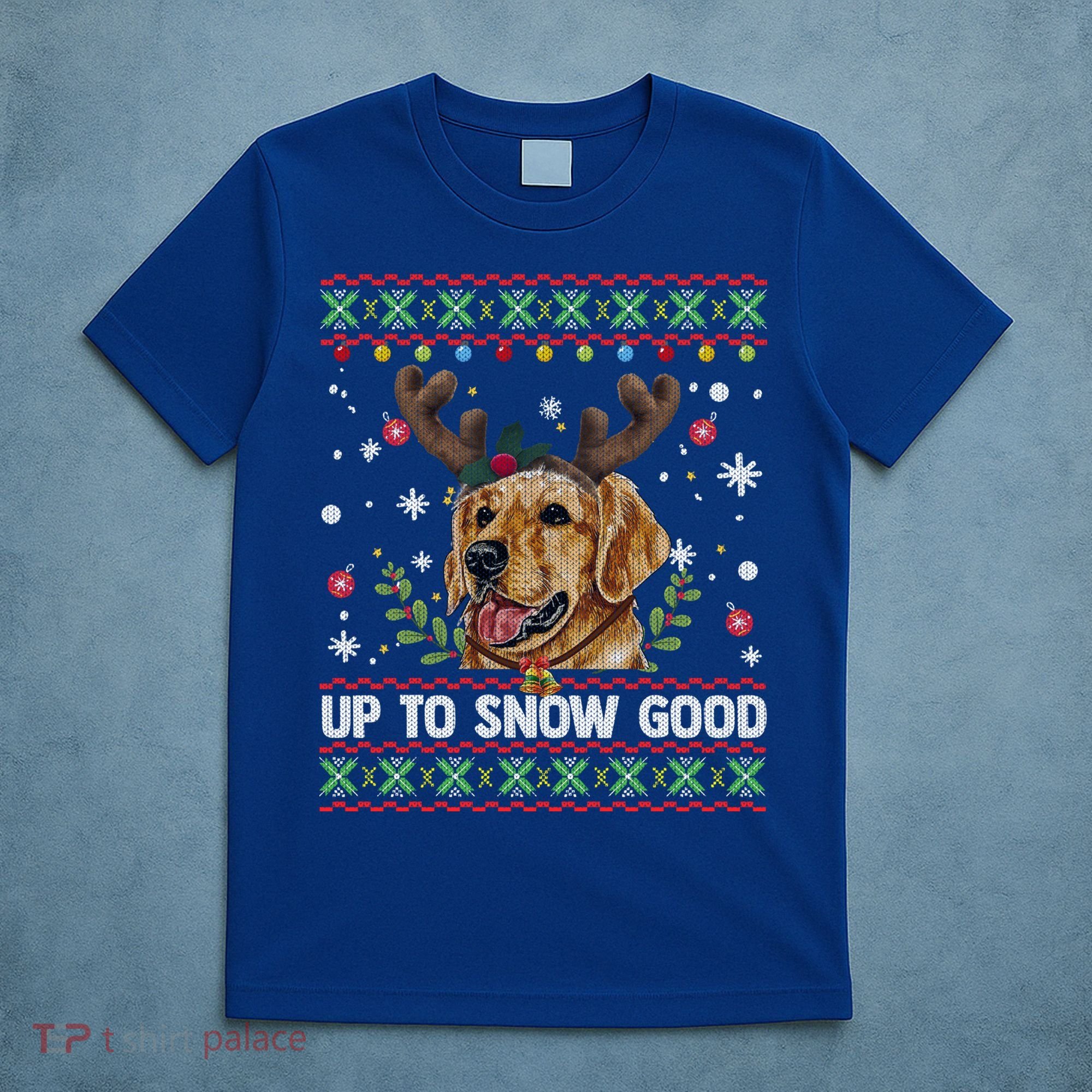 Golden Retriever Dog Reindeer Christmas Gift Ugly Sweater Gift T-Shirt