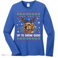 Golden Retriever Dog Reindeer Christmas Gift Ugly Sweater Gift Women's Long Sleeve Shirt thumb 0