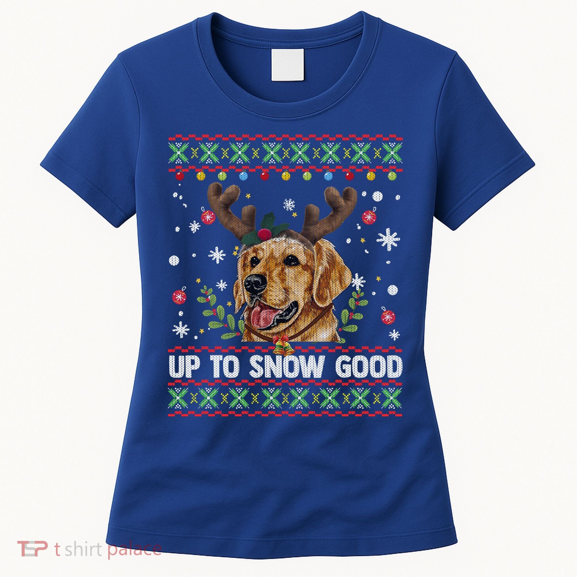 Golden Retriever Dog Reindeer Christmas Gift Ugly Sweater Gift Women's T-Shirt