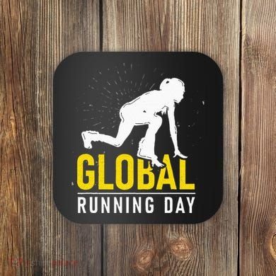 Global Running Day Gift For Runner Workout & Run Friends Coaster