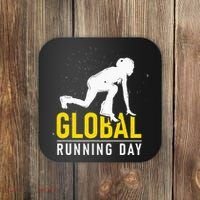 Global Running Day Gift For Runner Workout & Run Friends Coaster thumb 0