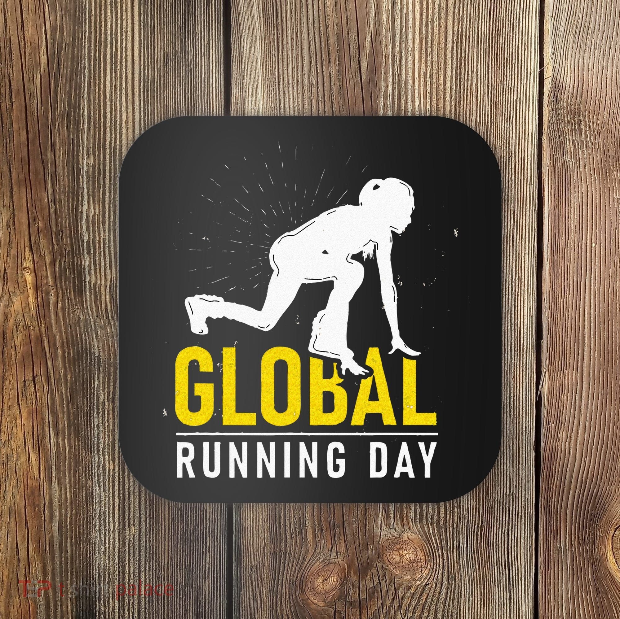 Global Running Day Gift For Runner Workout & Run Friends Coaster
