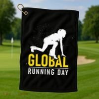 Global Running Day Gift For Runner Workout & Run Friends Golf Towel thumb 1