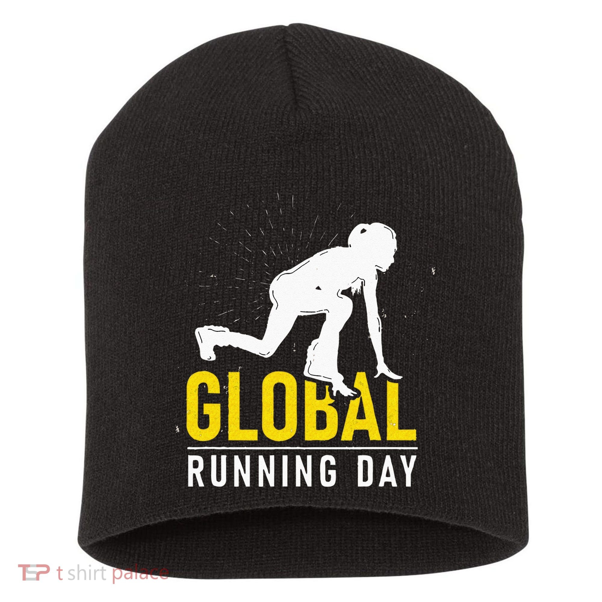 Global Running Day Gift For Runner Workout & Run Friends Short Acrylic Beanie