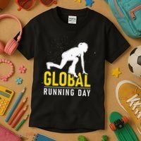 Global Running Day Gift For Runner Workout & Run Friends Kids T-Shirt thumb 3