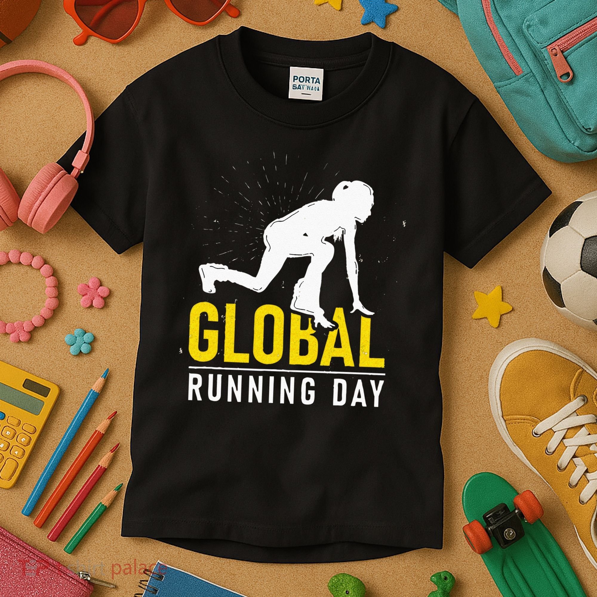 Global Running Day Gift For Runner Workout & Run Friends Kids T-Shirt