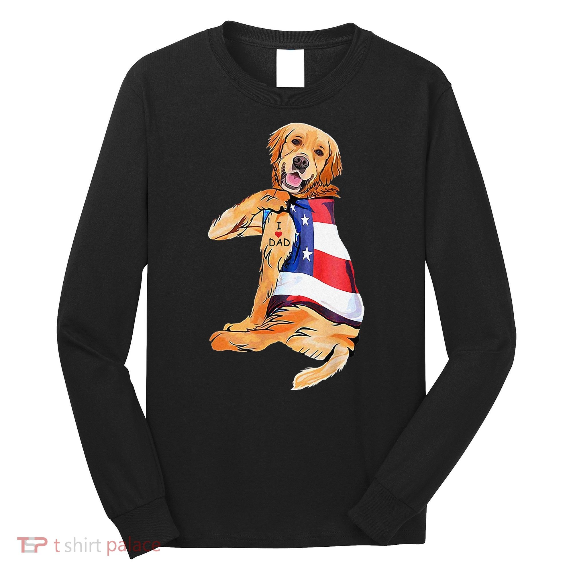 Golden Retriever Dog Tattoo I Love Dad Long Sleeve Shirt