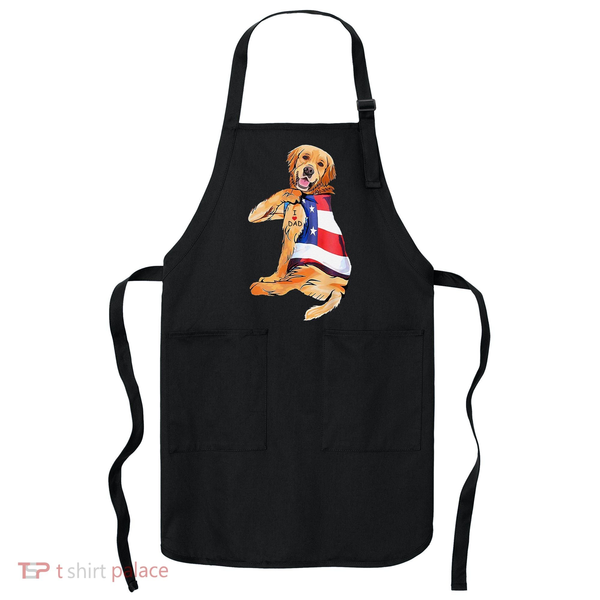 Golden Retriever Dog Tattoo I Love Dad Apron